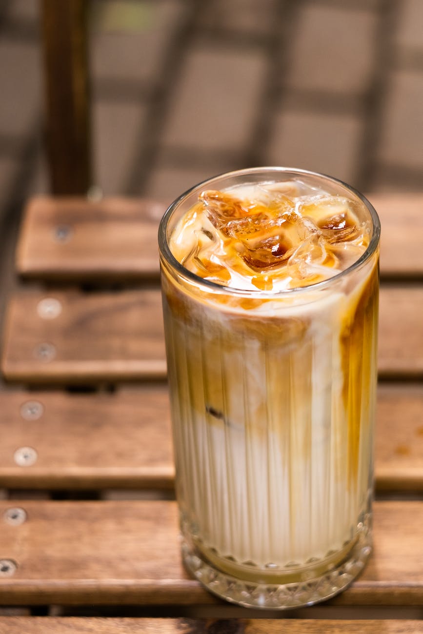 close up photo of cold coffee drink in a glass